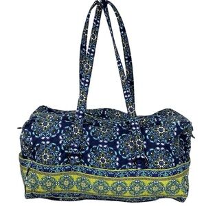 Marie Osmond Quilted Blues & Yellow Mandela Design Large Zip Close Travel Bag